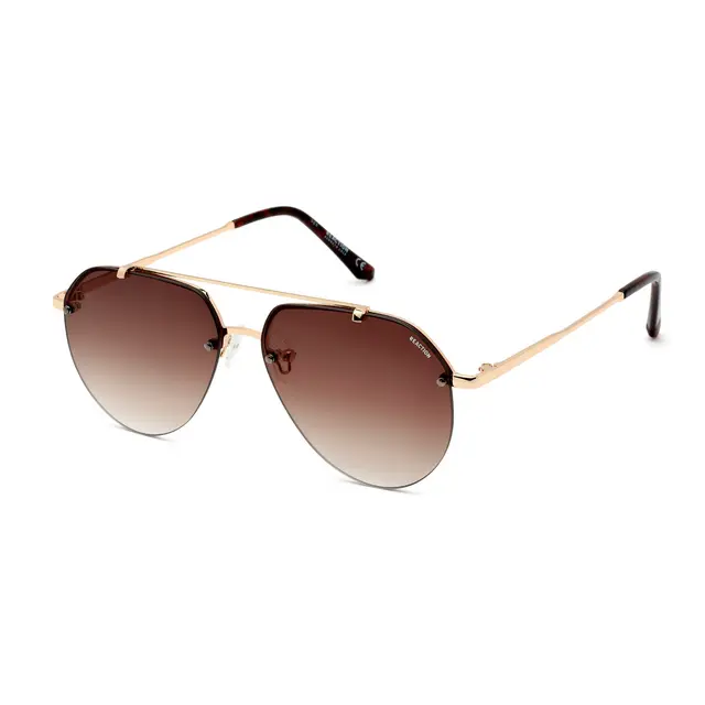 Kenneth Cole Reaction KC2940-32F, lentes de sol de metal, montura dorado y lunas marrón
