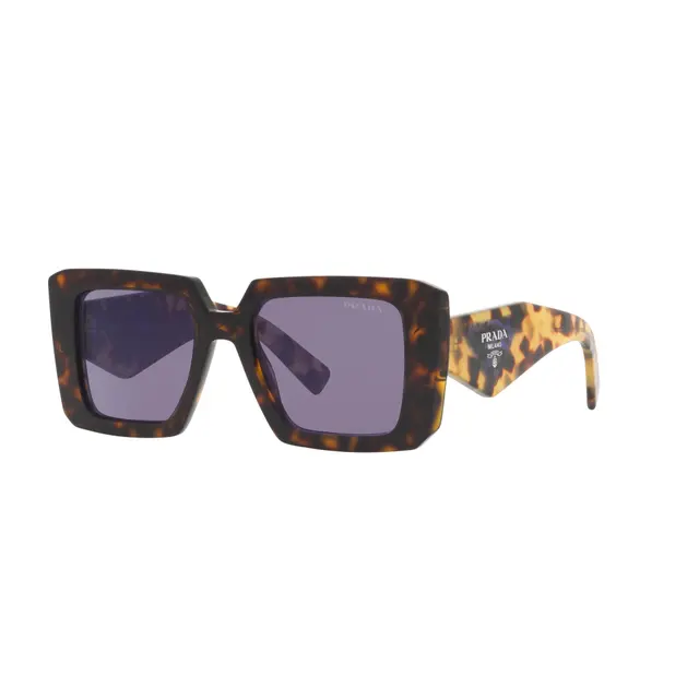 Prada PR23YS 2AU05Q, lentes de sol de acetato, montura havana print y lunas violeta