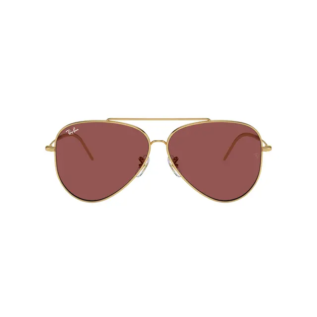Ray-Ban Aviator Reverse - RBR0101S 001/69, lentes de sol de metal, montura dorado y lunas violeta