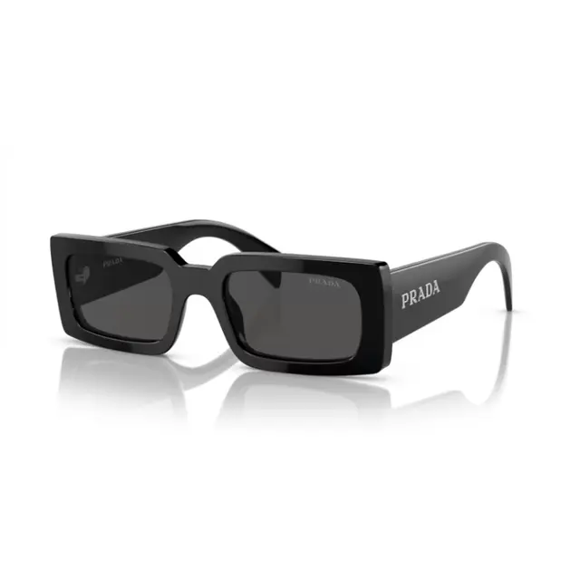 Prada PRA07S 1AB5S0, lentes de sol de acetato, montura negro y lunas gris