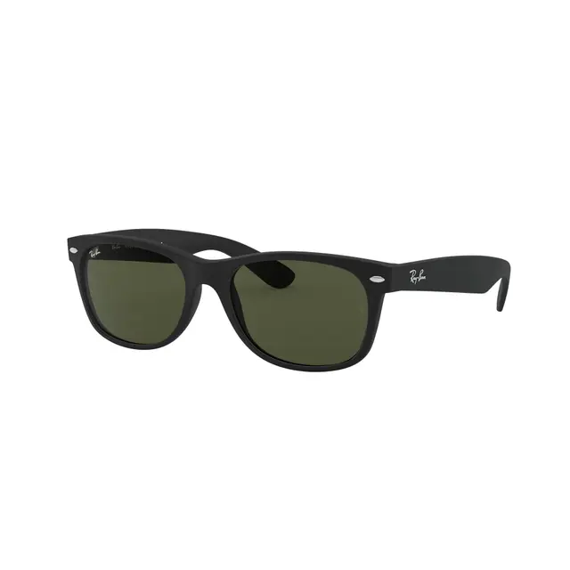 Ray-Ban New Wayfarer - RB2132 622, lentes de sol de acetato, montura negro y lunas verde
