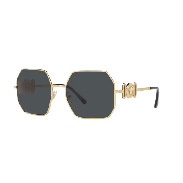 Versace VE2248 100287, lentes de sol de metal, montura dorado y lunas gris