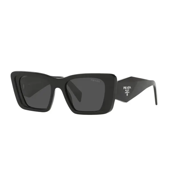 Prada PR08YS 1AB5S0, lentes de sol de acetato, montura negro y lunas gris