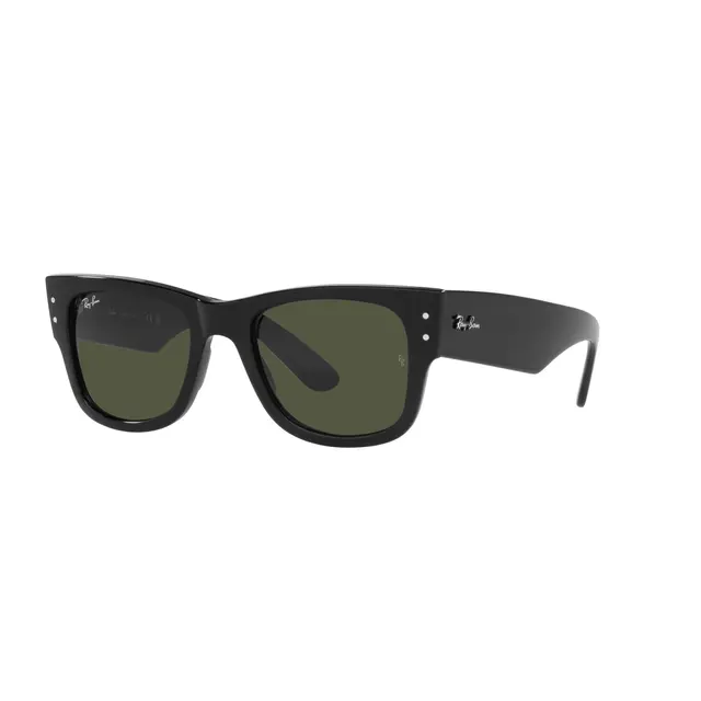Ray-Ban Mega Wayfarer - RB0840S 901/31, lentes de sol de acetato, montura negro y lunas verde