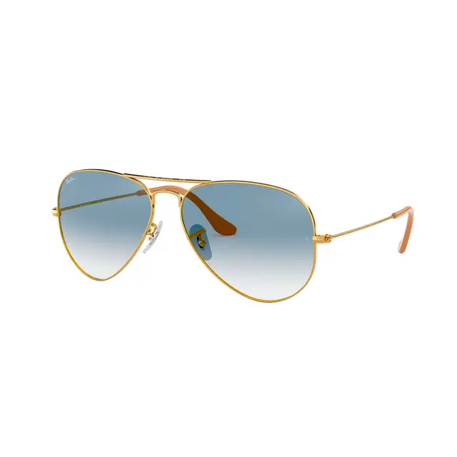 Ray-Ban Aviator - RB3025 001 3F, lentes de sol de metal, montura dorado y lunas azul