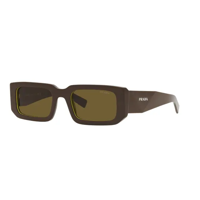 Prada PR06YS 15M01T, lentes de sol de acetato, montura marrón y lunas marrón