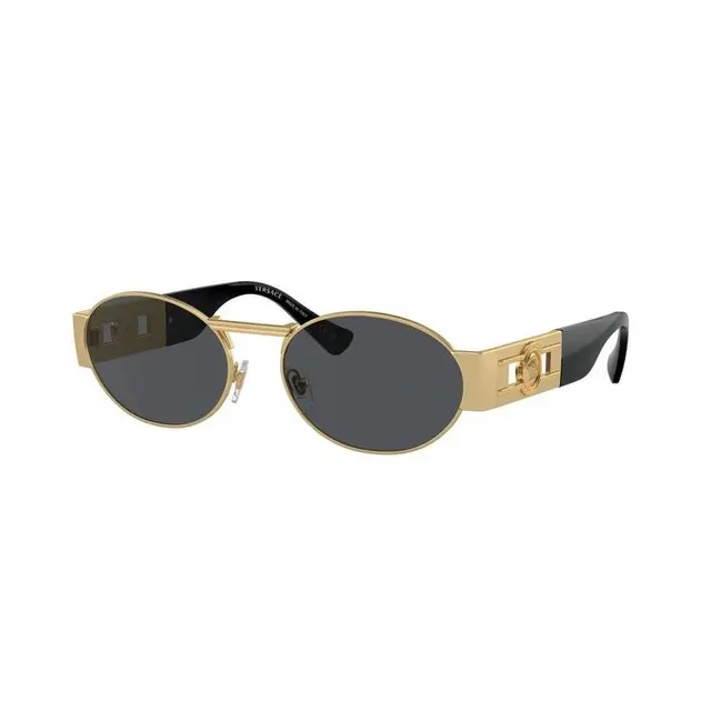 Versace VE2264 100287, lentes de sol de metal y acero, montura dorado y lunas gris