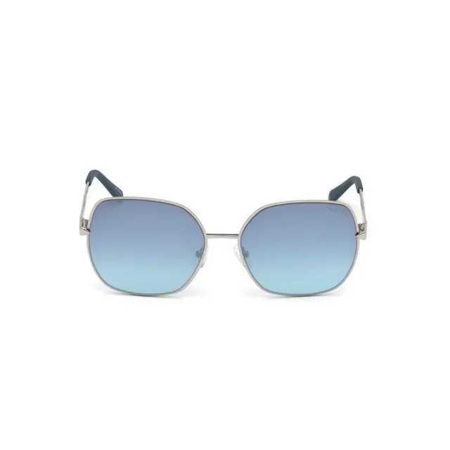 Guess GU7560 10X, lentes de sol de metal, montura plateado y lunas azul