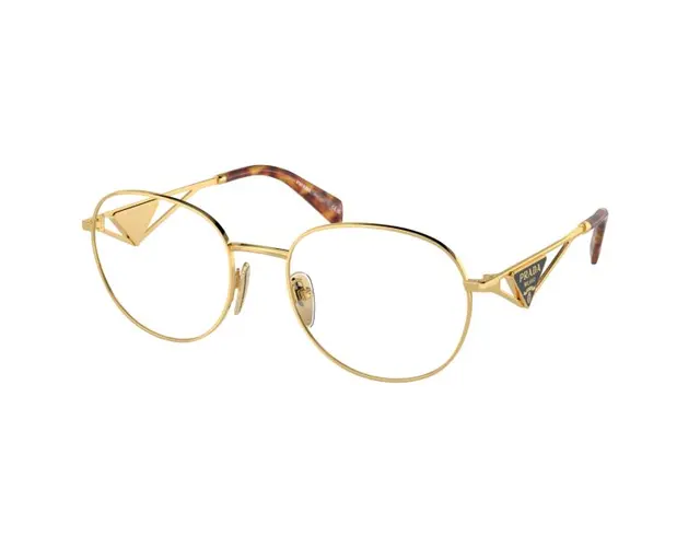 Prada PRA50V 5AK1O1, lentes oftálmicos de metal, montura dorado