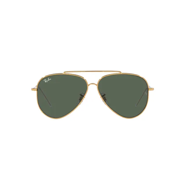 Ray-Ban Aviator Reverse - RBR0101S 001/VR, lentes de sol de metal, montura dorado y lunas verde