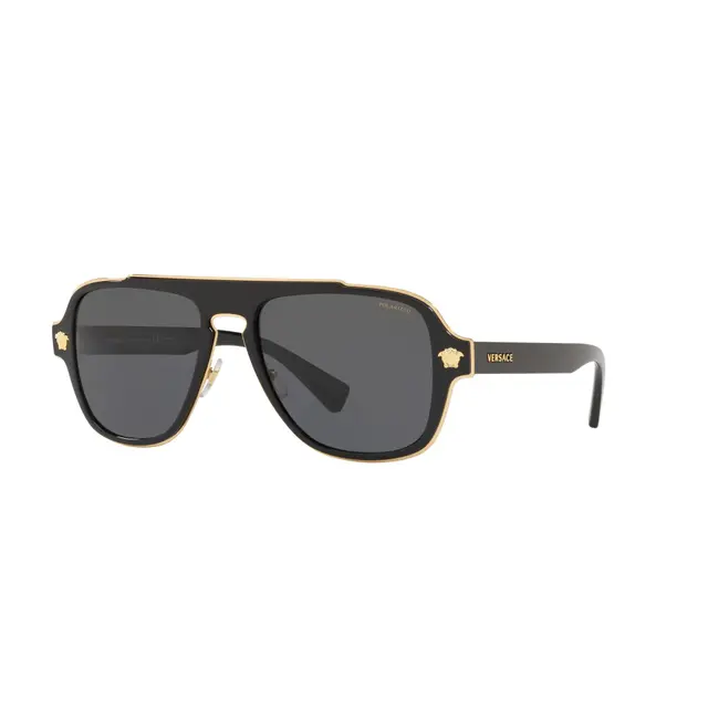 Versace VE2199 100281, lentes de sol de acetato, montura negro y lunas gris