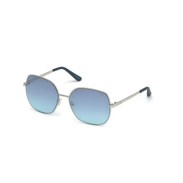 Guess GU7560 10X, lentes de sol de metal, montura plateado y lunas azul
