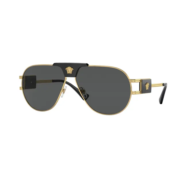 Versace VE2252 100287, lentes de sol de metal, montura dorado y lunas gris