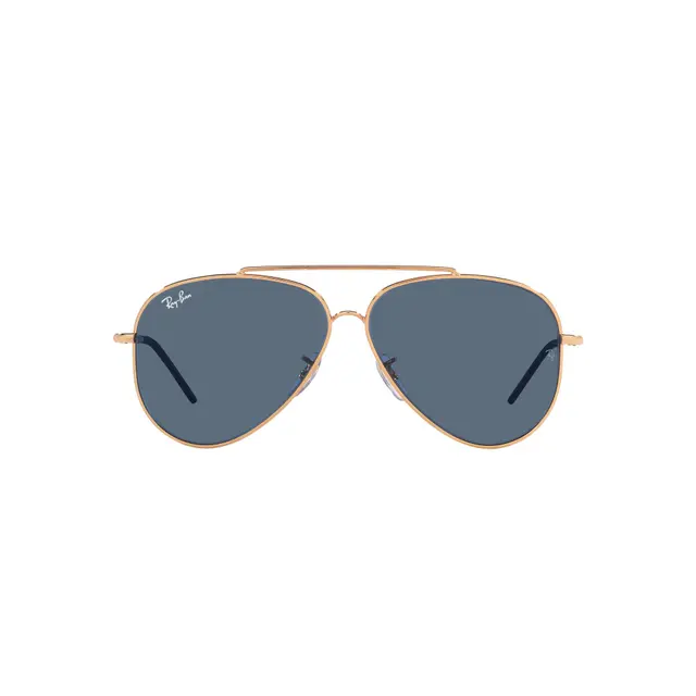 Ray-Ban Aviator Reverse - RBR0101S 92023A, lentes de sol de metal, montura dorado y lunas azul