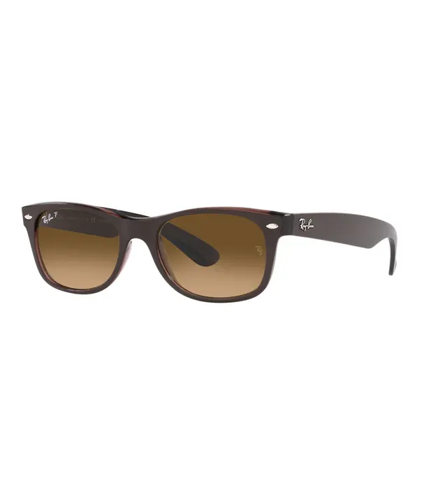 Ray-Ban New Wayfarer - RB2132 6608M2, lentes de sol de acetato, montura marrón y lunas marrón