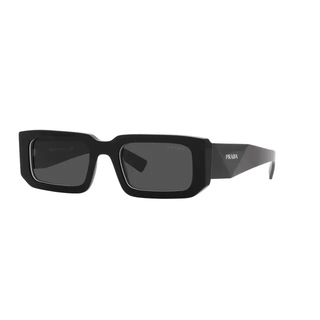 Prada PR06YS 09Q5S0, lentes de sol de acetato, montura negro y lunas gris